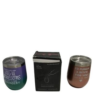 Wine‎ Tumblers (2)  Stainless Steel Double Wall Vacuum Insulated 12 OZ BPA Fre